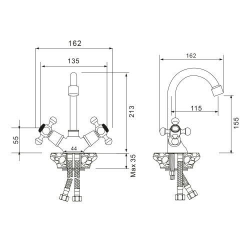 Смеситель WesnaArt Rassvet RAS02-230 на раковину хром - фото 2