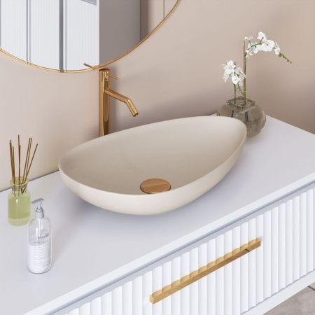 Раковина из сантехнического фарфора Ambassador Kingston 146T20401 60х40 накладная цвет бежевый без отверстий под смеситель