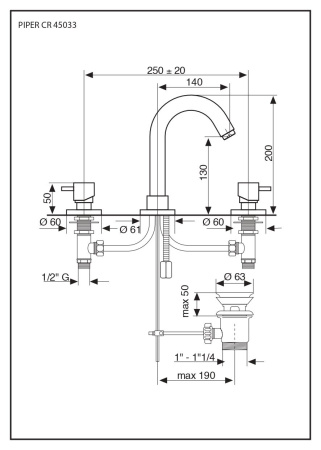 Смеситель Emmevi Piper 45033/CR на раковину хром