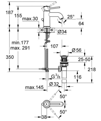 Смеситель Grohe BauClassic 23161000 на раковину хром - фото 2