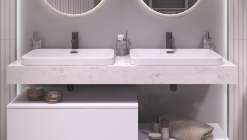 Столешница Velvex UNIT st.UNI.140-630 140х50х11 подвесная цвет белый мрамор - фото 2