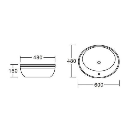 Раковина из сантехнического фаянса CeramaLux 3573 60х50 накладная цвет белый 1 отверстие под смеситель