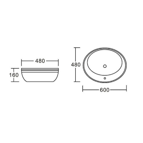 Раковина из санфаянса CeramaLux 3573 60х48 накладная цвет белый 1 отверстие под смеситель - фото 3