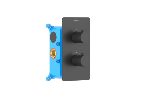 Смеситель для душа Aquatek ЕВРОПА AQ1391MB встраиваемый в стену черный матовый с термостатом - фото 2