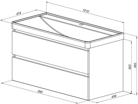 Тумба под раковину Aquanet Вега 2.0 00337945 99х46х50 подвесная цвет синий