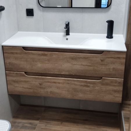 Раковина из сантехнического фарфора Bond Cube S05-1200 120х50 встраиваемая цвет белый 1 отверстие под смеситель