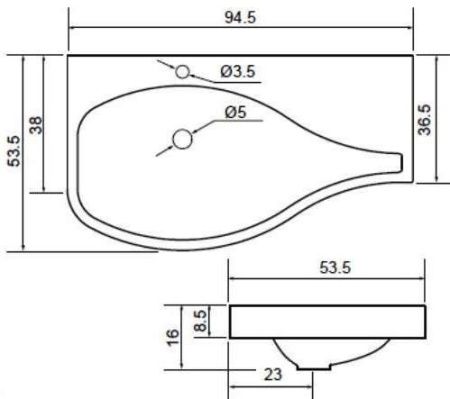 Раковина из искусственного камня Aquanet Сопрано НФ-00007873 100х50 полувстраиваемая цвет белый 1 отверстие под смеситель
