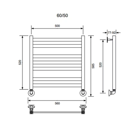 Полотенцесушитель водяной Veconi Vero-B V6050GR-B 50х60 серый
