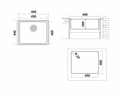 Кухонная мойка Ukinox Лофт LOB450.400 -GT10P 40х45 цвет нержавеющая сталь поверхность брашированная - фото 3