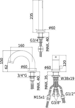 Смеситель Paffoni Light LIG040LCR на борт ванны хром