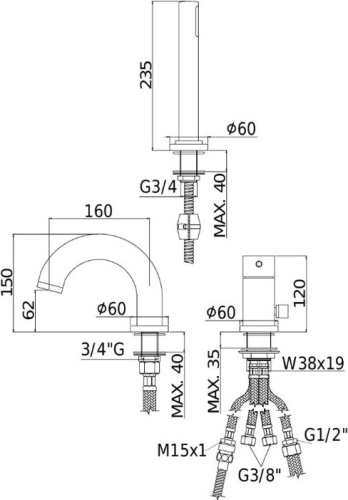 Смеситель Paffoni Light LIG040LCR на борт ванны хром - фото 2