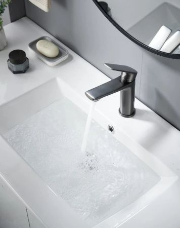 Смеситель Knotlor MUSE KN-60/GM на раковину вороненая сталь