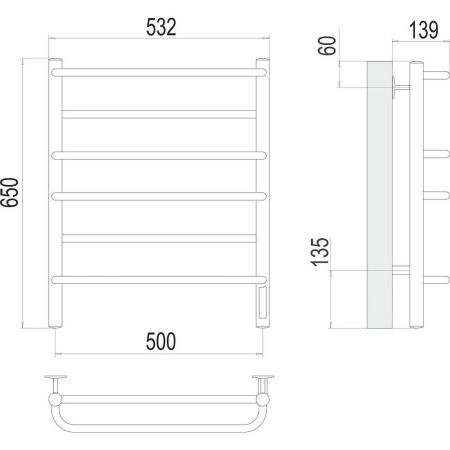 Полотенцесушитель электрический Terminus 4670078531278 55х65 хром