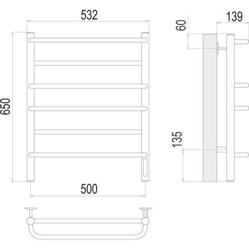 Полотенцесушитель Terminus 4670078531278 53х65 электрический хром - фото 3