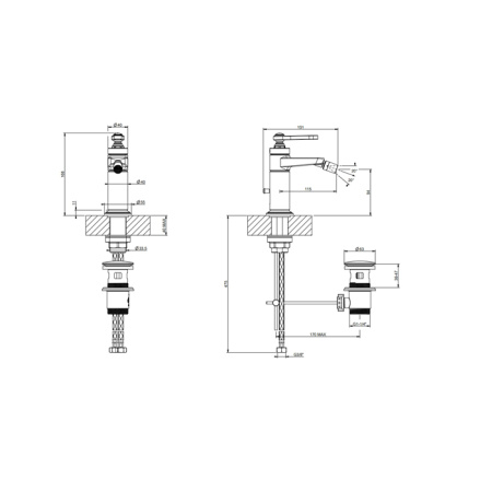Смеситель Gessi Venti20 65007#031 на биде хром