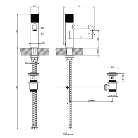 Смеситель Gessi Habito 70501#706 на раковину черный