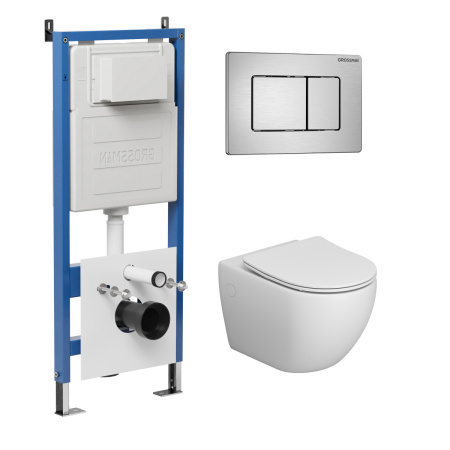 Инсталляция + кнопка смыва + унитаз Grossman Classic 97.4411SQ.04.12M