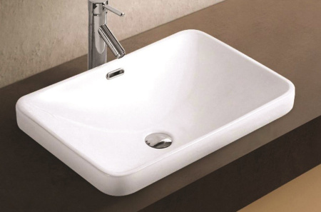 Раковина из санфаянса CeramaLux 78441 56х38 встраиваемая цвет белый