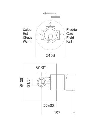 Смеситель для ванны и душа Fiore 77CR7565 встраиваемый в стену хром