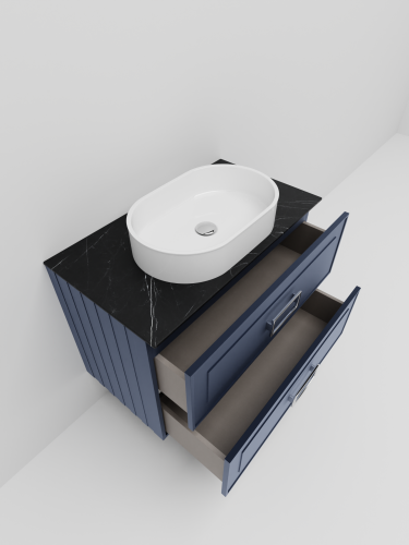 Тумба со столешницей La Fenice CUBO TWIN NFNC-01-CUB-BG-80-2-2-GB 80х62х49 подвесная цвет синий - фото 3