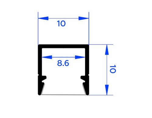 Алюминиевый профиль накладной 10х10 для светодиодной ленты до 8мм Ambrella Light Alum Profile (Алум Профиле) GP1650BK - фото 2