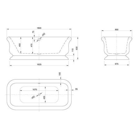 Ванна акриловая Knief Retro 0100-090-06 180х85 отдельностоящая прямоугольная