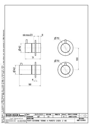 Смеситель Oioli Micro MIET004RO/C00 встраиваемый в стену хром