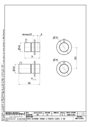 Смеситель Oioli Micro MIET004RO/C04 встраиваемый в стену никель - фото 2