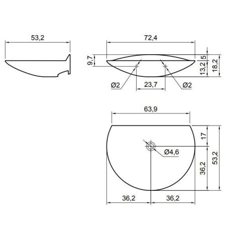 Раковина из искусственного камня Antonio Lupi Venere VENERE Bianco/cr 40 см подвесная цвет белый без отверстий под смеситель
