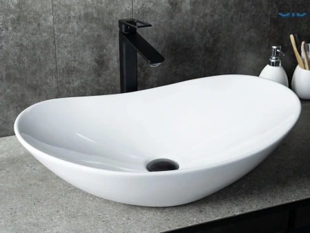 Раковина керамическая Gid Lago 51175 60х40 накладная цвет белый без отверстий под смеситель