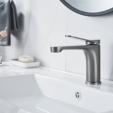 Смеситель Shevanik S6201T на раковину оружейная сталь