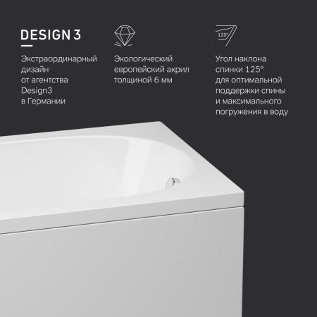 Ванна акриловая Am.Pm Spirit W72A-150-070W-A2 150х70 пристенная прямоугольная без каркаса