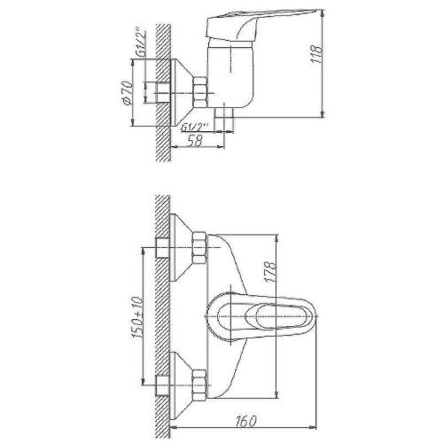 Cмеситель для ванны и душа Haiba HB2004 настенный хром - фото 2