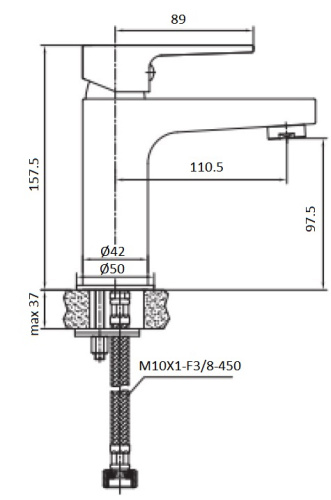 Смеситель Creavit SR1500S на раковину черный без термостата - фото 2