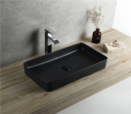 Раковина CeramaLux 9396MB 61х40 накладная цвет черный матовый