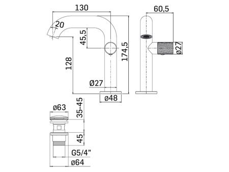 Смеситель Mamoli Tuttodunpezzo 47100000005A на столешницу сталь