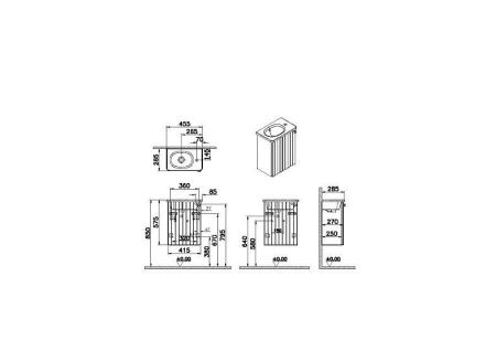 Тумба с раковиной Vitra Root Groove 69191 50х30 подвесная цвет белый