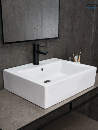 Раковина керамическая Gid Geométrico 51216 60х50 накладная цвет белый 1 отверстие под смеситель