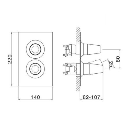 Смеситель для душа Cisal Vita VI0BM03021 встраиваемый в стену хром с термостатом