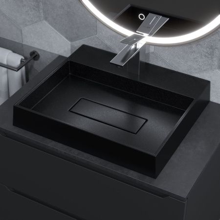 Раковина из искусственного камня Uperwood Tanos Quartz 291030050 50х40 накладная цвет черный