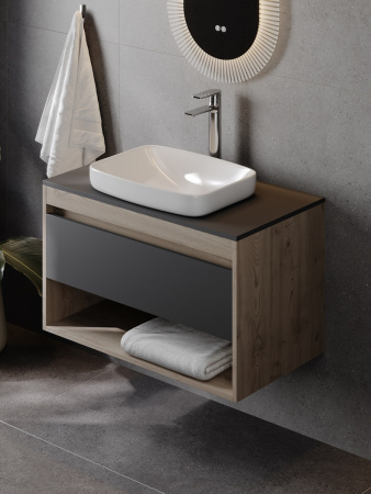 Раковина из сантехнического фарфора Teymi Solli T51245 51х39 полувстраиваемая цвет белый без отверстий под смеситель