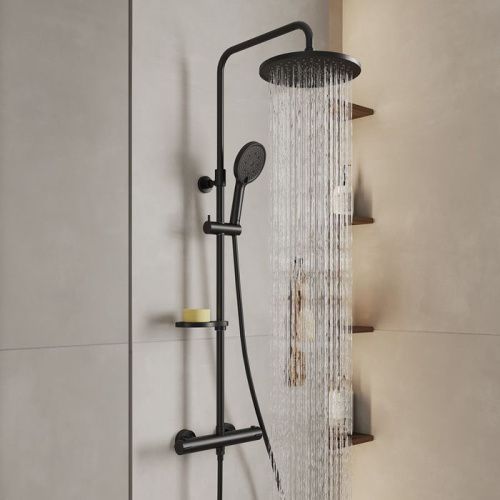 Душевая стойка Milardo Ideal Spa ILSBLTHM89 настенная цвет черный матовый - фото 3