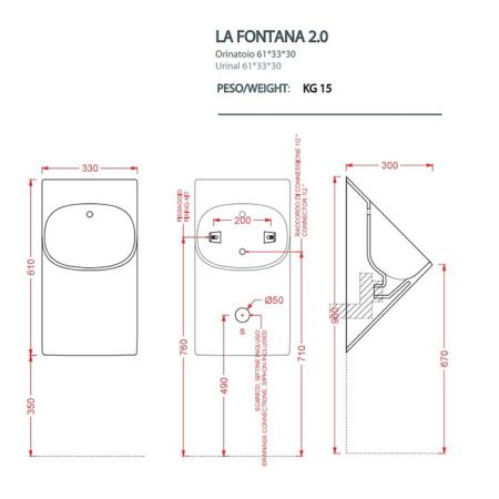 Писсуар подвесной Artceram La Fontana 2.0 LFO002 17 00 черный