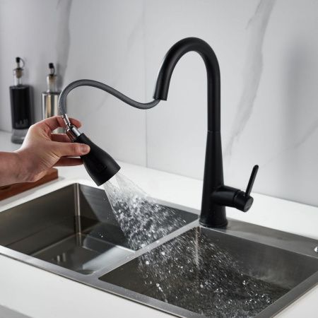 Смеситель для кухни Shevanik S363H на мойку черный