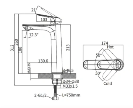 Смеситель Arrow AG4132CP на раковину хром