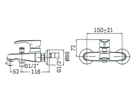 Смеситель для ванны Mamoli Smile 135200000021 настенный хром