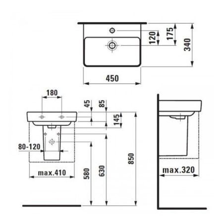 Раковина керамическая Laufen Pro 8.1596.1.000.104.1 50х30 подвесная цвет белый 1 отверстие под смеситель