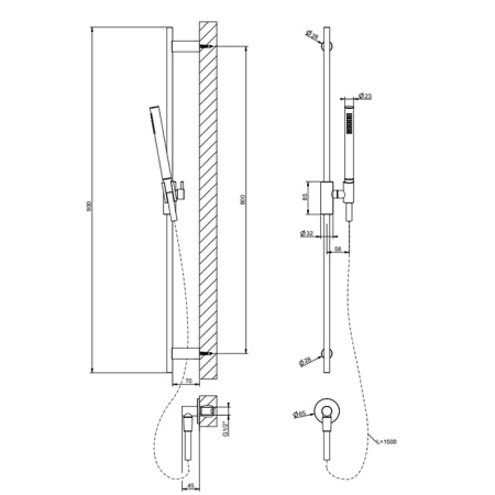 Душевой гарнитур Gessi Habito 70042#031 настенный хром