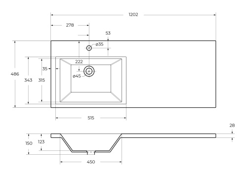 Раковина из искусственного камня BelBagno BB1200/480-LV-MR-L 120х49 над стиральной машиной цвет белый 1 отверстие под смеситель - фото 2