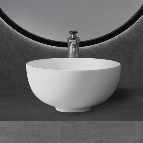 Раковина из искусственного камня Abber STEIN AS2617 40х40 накладная цвет белый без отверстий под смеситель